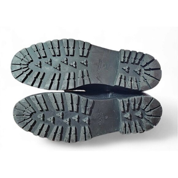 Zara Basic black leather moto combat boots zipper shearling lined EU41 US10 - Picture 4 of 16